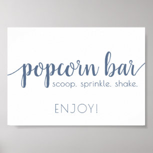 Affiche Barre Popcorn Simple   Dusty Blue Any Event Sign