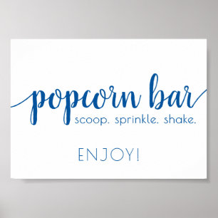 Affiche Barre Popcorn Simple   French Blue Any Event Sign