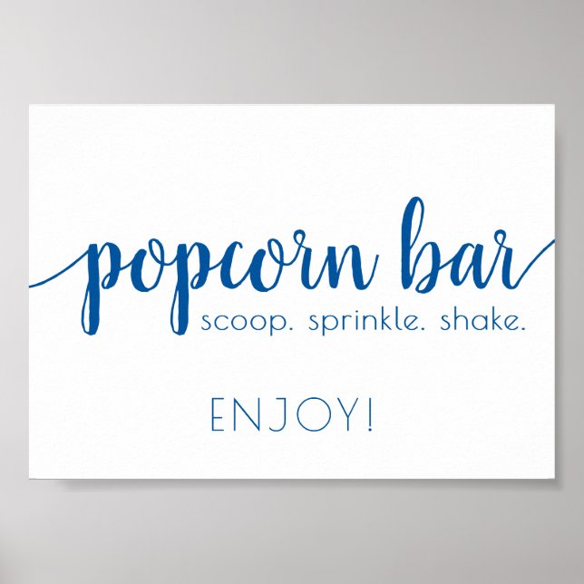 Affiche Barre Popcorn Simple | French Blue Any Event Sign (Devant)