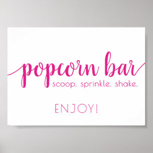 Affiche Barre Popcorn Simple   Hot Pink - Tout événement S