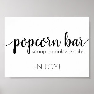 Affiche Barre Popcorn Simple   Script noir Tout événement 