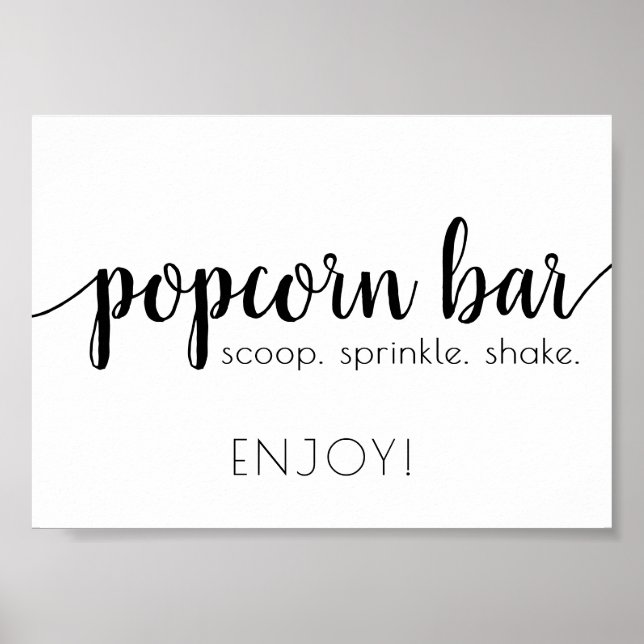 Affiche Barre Popcorn Simple | Script noir Tout événement  (Devant)
