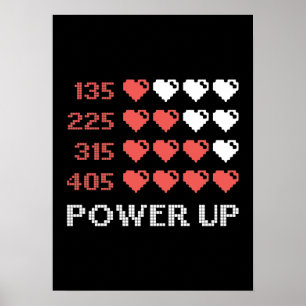 Affiche Barre Power Up, Amusant, Gamer, Rétro, Geek, Nerd