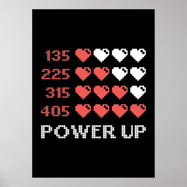 Affiche Barre Power Up, Amusant, Gamer, Rétro, Geek, Nerd (Devant)