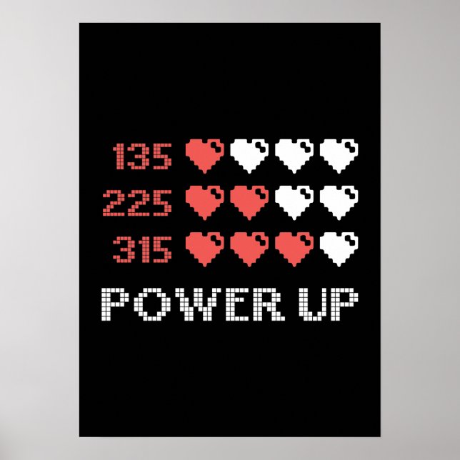 Affiche Barre Power Up, Amusant, Gamer, Rétro, Geek, Post  (Devant)