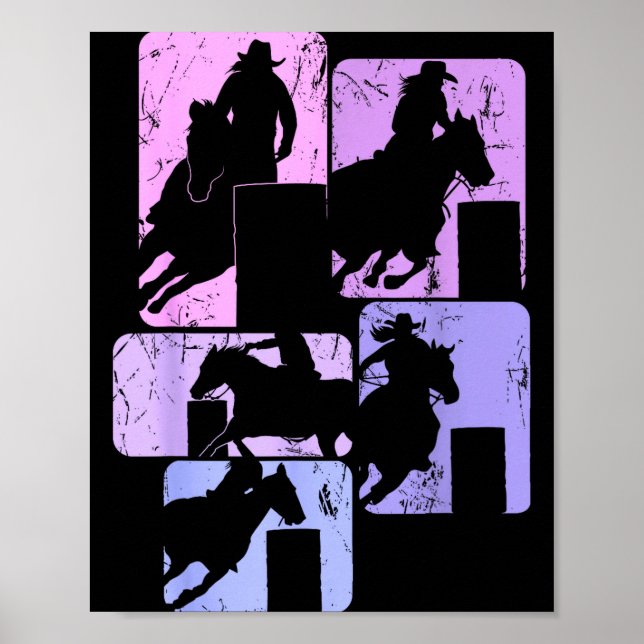 Affiche Barrel Racing Horse Barrel Racer Rodeo Cowgirl Wom (Devant)