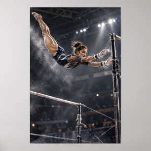 Affiche Barres asymétriques de gymnastique féminine Vol aé