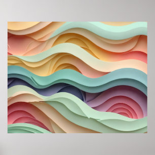 Affiche Barres ondulées couleur bonbon