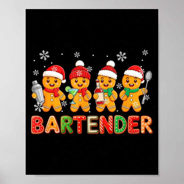 Affiche Bartender Job Group Santa Gingerbreads Xmas Cookie (Devant)