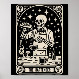 Affiche Bartender Tarot Card Halloween Mixologue Barm
