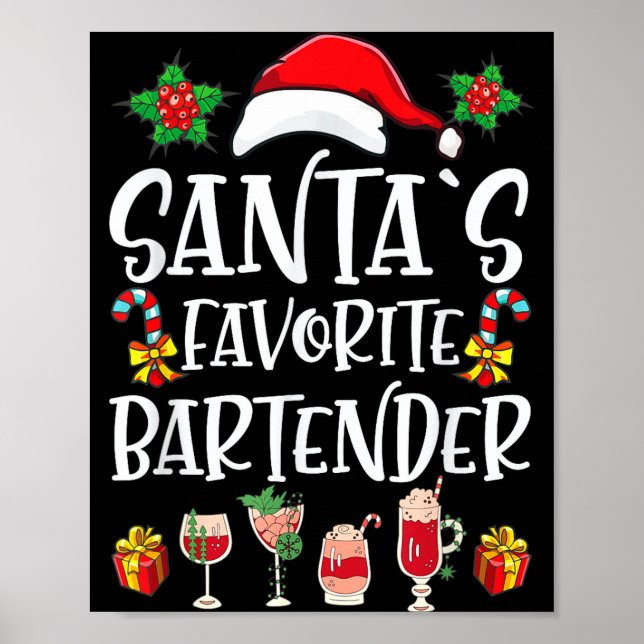 Affiche Bartender Xmas Gift Santa's Favorite Bartender Chr (Devant)