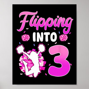 Affiche Basculer en 3 Cheerleader Fille de 3 ans d'anniver