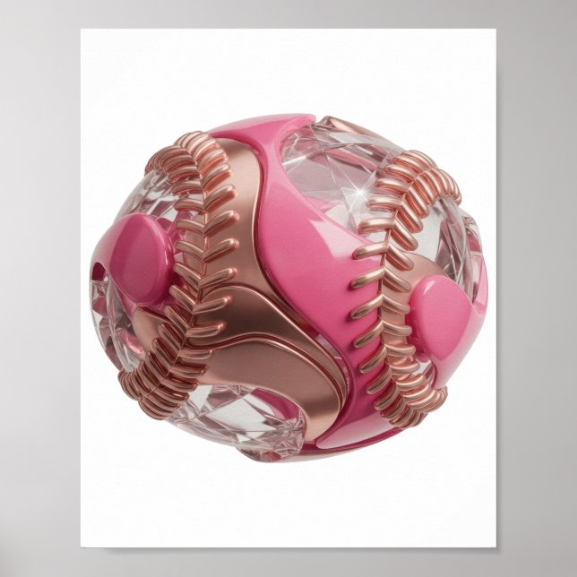 AFFICHE BASE-BALL POURPRE AVEC DIAMANTS ET SURPIQURE OR RO (Devant)