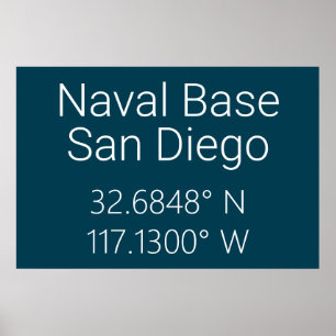 Affiche Base navale San Diego Latitude Longitude