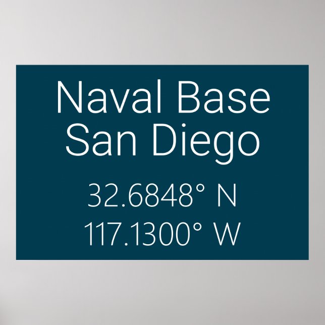 Affiche Base navale San Diego Latitude Longitude (Devant)