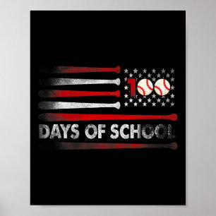 Affiche Baseball 100 Jours De Baseball 100E Jour Thé