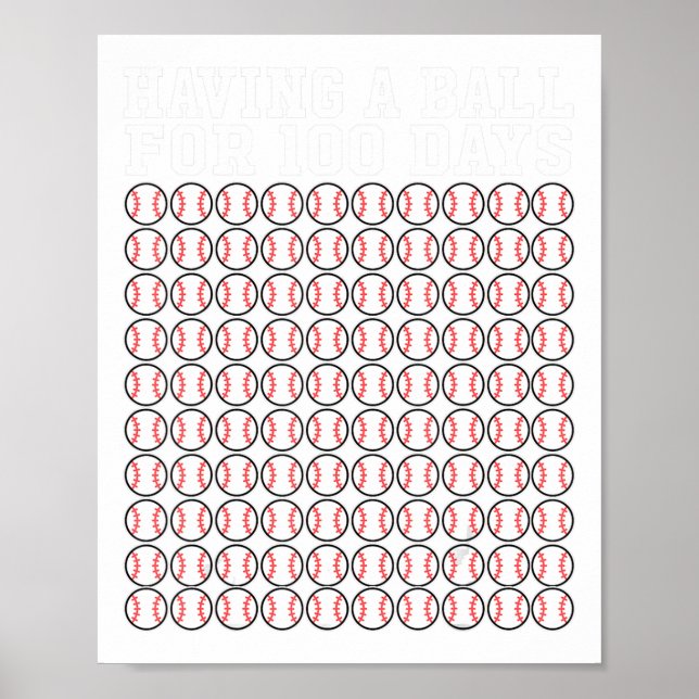 Affiche Baseball 100 Jours De Chemise École Joueur Profess (Devant)