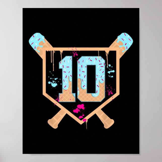 Affiche Baseball 10 Ans Crème Glace Drip 10e Anniversaire (Devant)