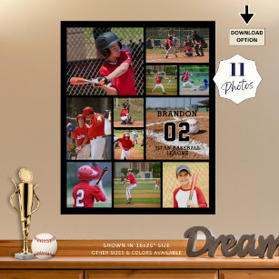 Affiche Baseball 11 Photo Collage Personnalisé