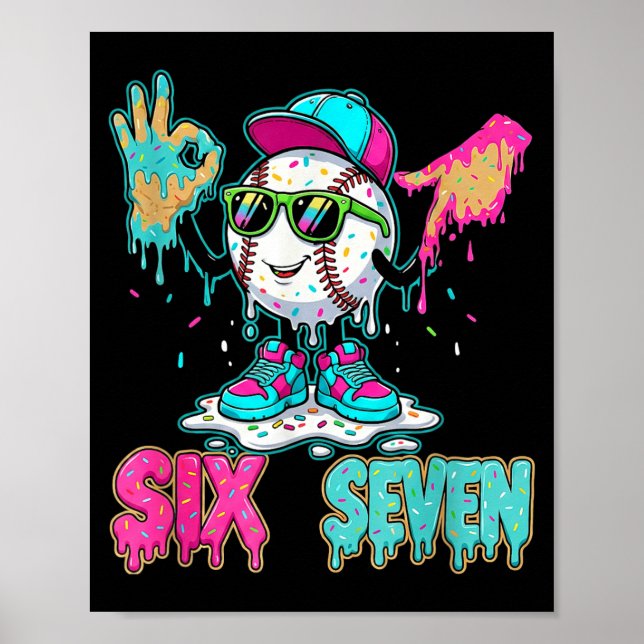 Affiche Baseball 67 Drip Six Seven Signes de la main Crème (Devant)