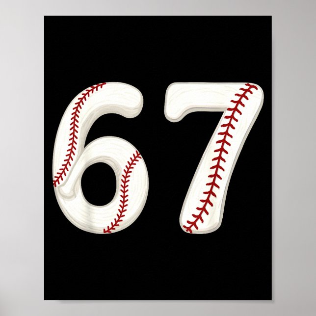 Affiche Baseball 67 Number Funny Six Seven Gen Alpha Meme  (Devant)