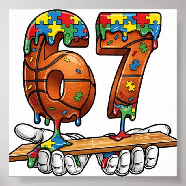 Affiche Baseball 67 Puzzle Drip Six Seven Mème Garçons Aut (Devant)