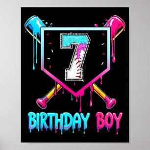 Affiche Baseball 7 ans Bday garçon glace goutte 7e Bi