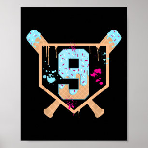 Affiche Baseball 9 année Old Ice Cream Driam 9th Birthday 