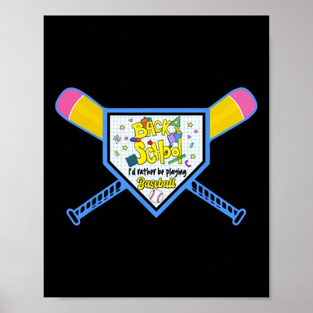Affiche Baseball Accueil Plaque Crayon Chat Retour À L'Éco (Devant)