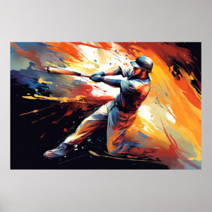 Affiche Baseball Action Sport Peinture Art Décor Abstrait