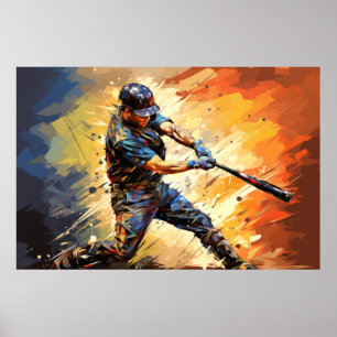 Affiche Baseball Action Sport Peinture Art Décor Abstrait