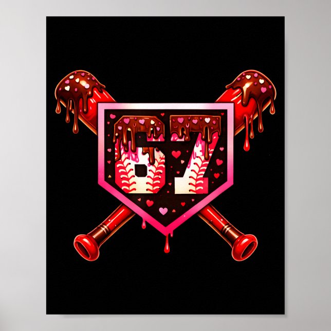 Affiche Baseball Chocolate Drip 67 Valentine Love Matching (Devant)
