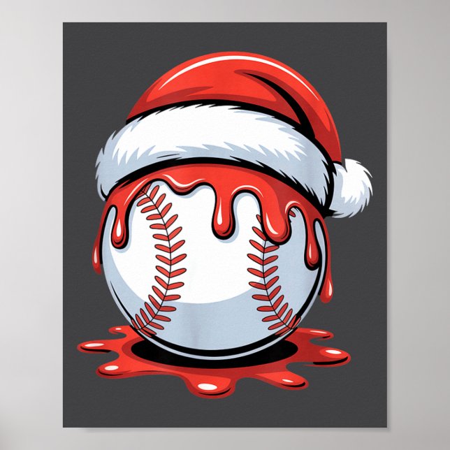 Affiche Baseball Christmas Santa Hat Dripng Festive Holida (Devant)
