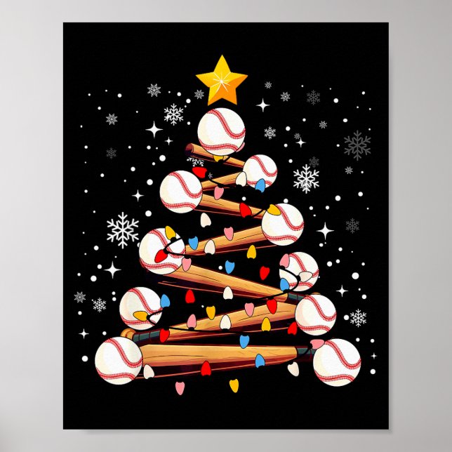 Affiche Baseball Christmas Tree Light Xmas Baseball Boys K (Devant)