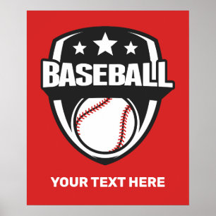 Affiche Baseball de texte et de couleur personnalisés