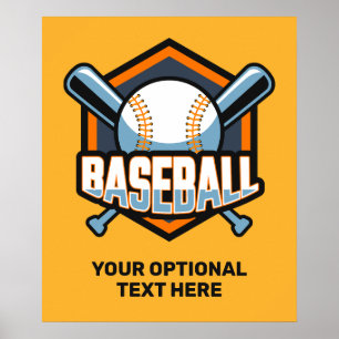 Affiche Baseball de texte et de couleur personnalisés