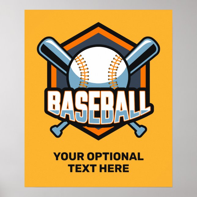 Affiche Baseball de texte et de couleur personnalisés (Devant)