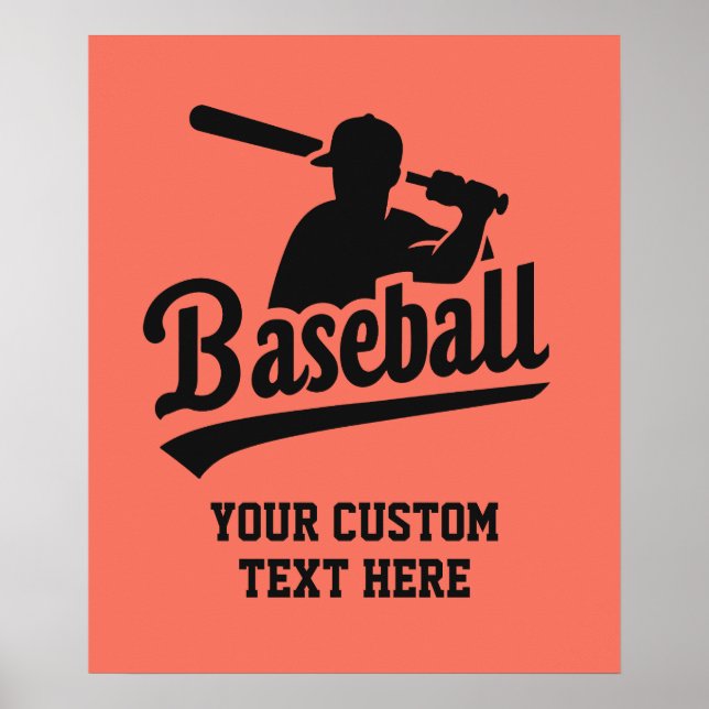 Affiche Baseball de texte et de couleur personnalisés (Devant)