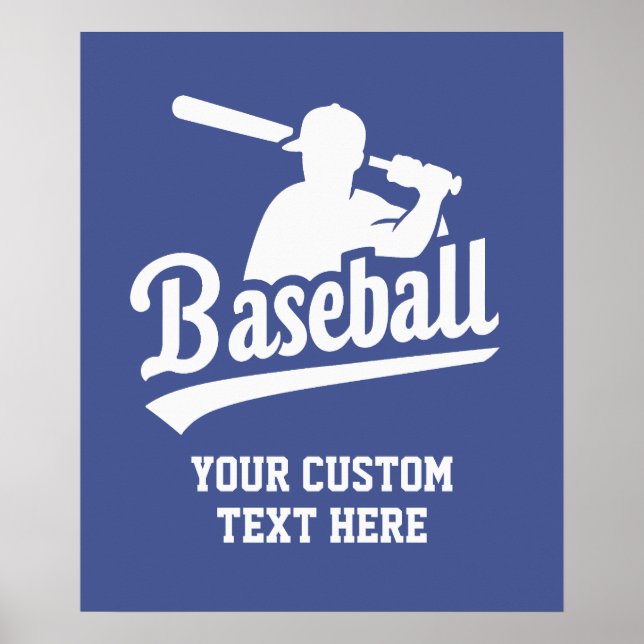 Affiche Baseball de texte et de couleur personnalisés (Devant)