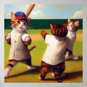 Affiche Baseball des chats