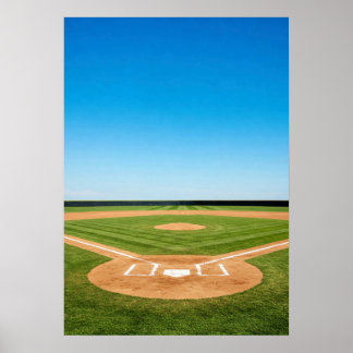 Affiche Baseball Diamond Under Bright Blue Sky