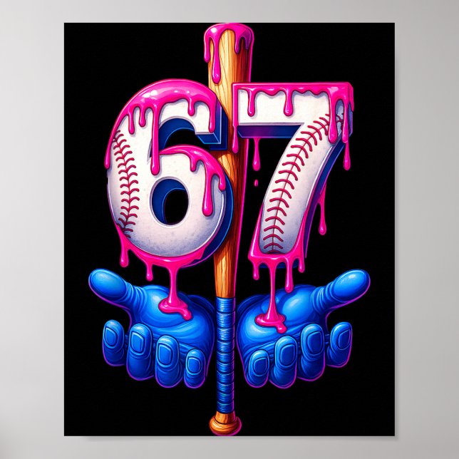 Affiche Baseball Drip 6 7 Number 67 Six Seven Meme Mens Bo (Devant)