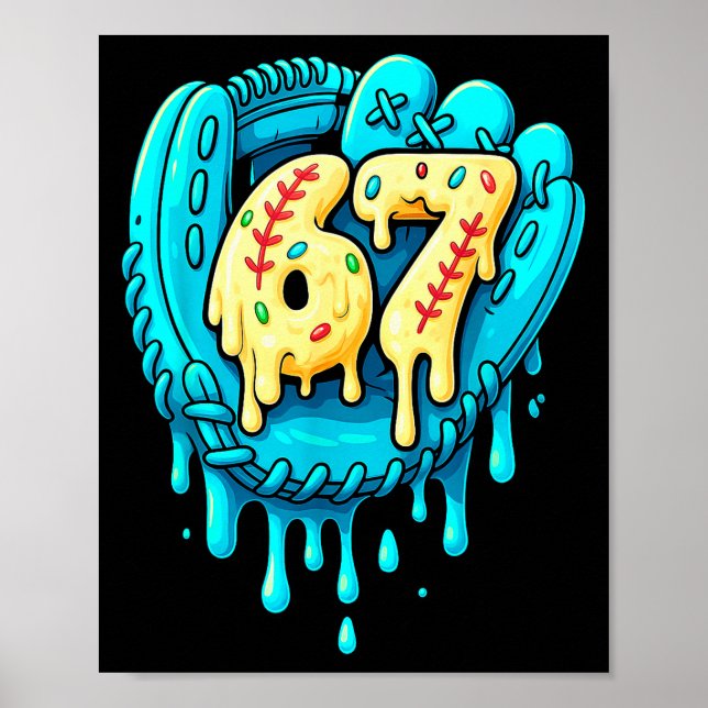 Affiche Baseball Drip 6 7 Numéro 67 Six Sept Mème Hommes B (Devant)