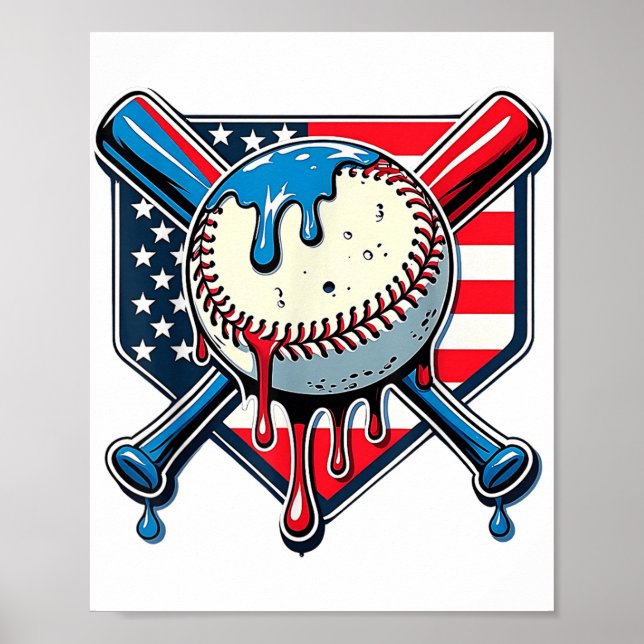 Affiche Baseball Drip Boy Glace Patriotique Américain Fla (Devant)