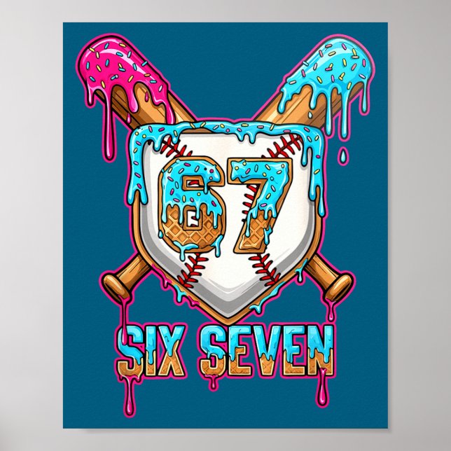 Affiche Baseball Drip Number 67 Player 6-7 Six Seven Meme  (Devant)