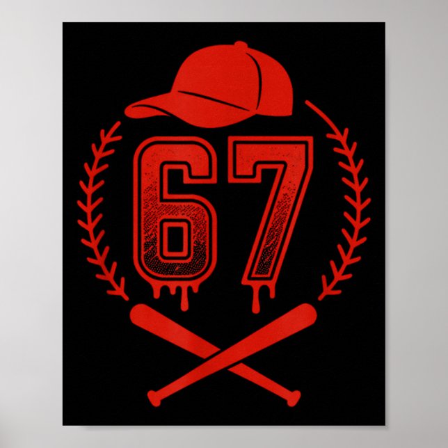 Affiche Baseball Drip Number 67 Player Or 67th Birthday  (Devant)