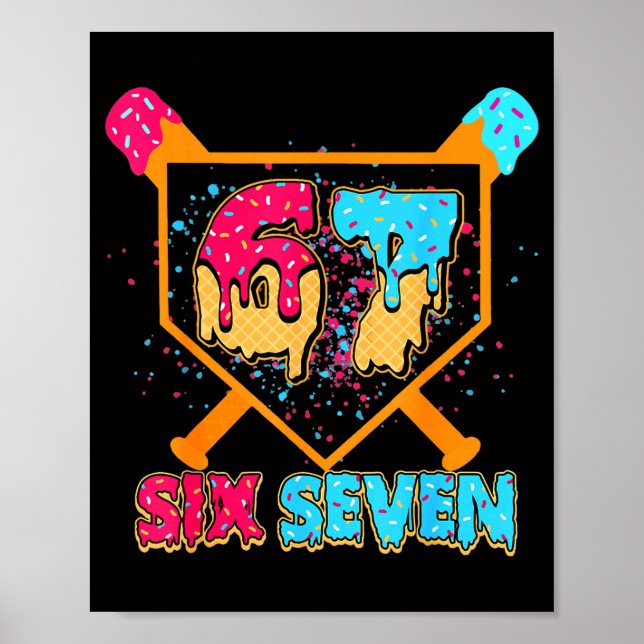 Affiche Baseball Drip Number 67 Player Or 67th Birthday Bo (Devant)