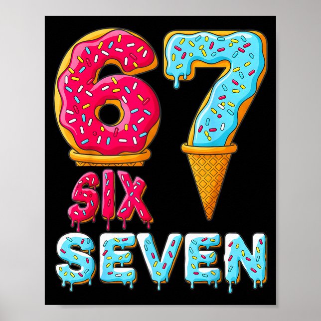 Affiche Baseball Drip Numéro 67 Joueur 67 Mème Crème Glacé (Devant)