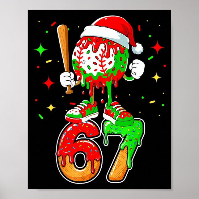 Affiche Baseball Drip Numéro 67 Mème Crème Glacée Dripng C (Devant)