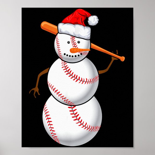 Affiche Baseball Fan Snowman Funny Christmas Gift  (Devant)
